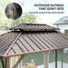 10' X 14' Hardtop Gazebo with UPF50+ Double Galvanized Steel Roof Canopy, Aluminum Frame Permanent Outdoor Gazebo with Curtains and Netting, Ceiling Hooks, Brown
