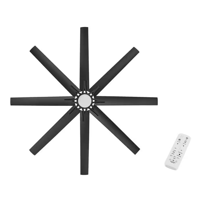 Kensgrove II 72 In. Smart Indoor/Outdoor Matte Black Ceiling Fan with Remote Included Powered by Hubspace