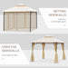 10' X 10' Outdoor Patio Gazebo Canopy Tent with Mesh Sidewalls, 2-Tier Canopy for Backyard, Beige