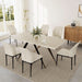 7-Piece Dining Table Set for 6, Natural Table + 6 Beige Chairs