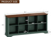 8 Cube Storage Organizer, 62" Long Low Horizontal Bookshelf, Green | 3 Tier Horizontal Bookcase, Wood Open Book Shelf, Farmhouse Cubby Storage, Wide Console Cabinet, Living Room, Entryway,Office