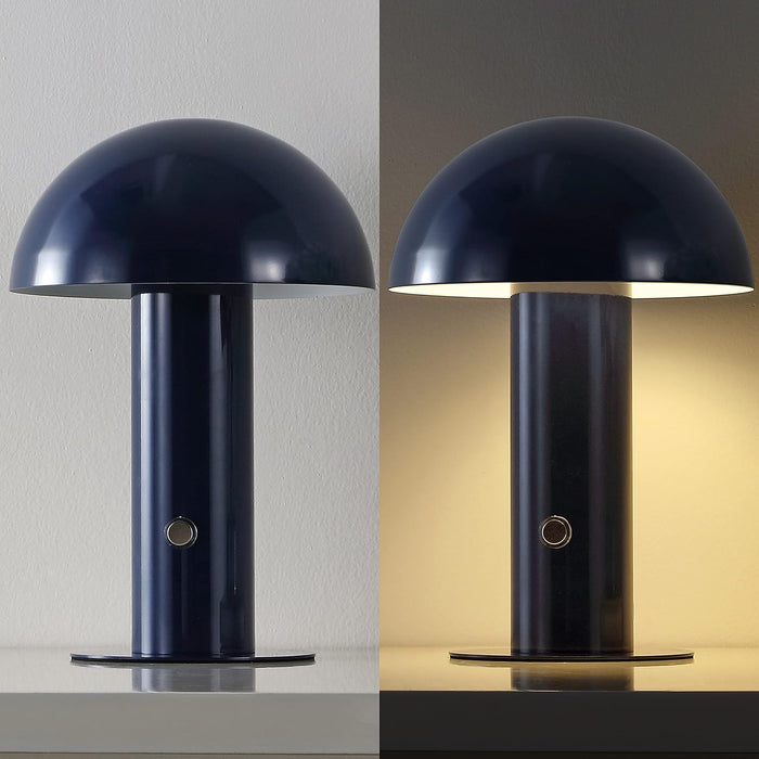 Boletus Mushroom Desk Lamp 10.75" Metal LED, Navy