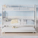 Bunk Bed Twin over Twin with Trundle, Metal Bunkbeds with Ladder and Full-Length Guardrail, No Box Spring Needed, Space Saving, Noise Free, White