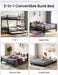 FullXL QueenSize BunkBed Trundle HeavyDuty NoBoxSpring Black
