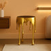 Aluminum Metal Abstract Melting Drip Accent Table with Melting Design and Shaded Glass Top, 16' X 16' X 25', Gold