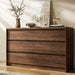 6 Drawer Walnut Dresser for Bedroom, 47.2" Wide Modern Chest of Drawers with 6 Large Storage Space with Curved Edge Design, Large Dresser for Bedroom,Walnut