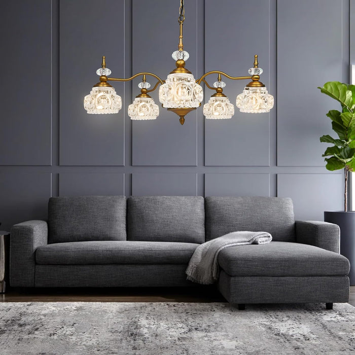 Brass Pendant Light Fixture Chandelier Glass Bulbs