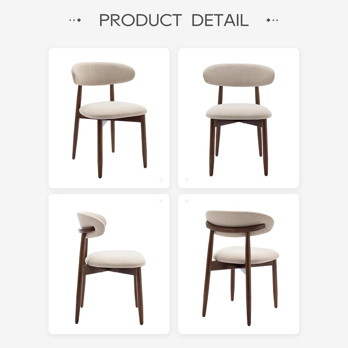 Wooden Dining Chairs Set of 4, Upholstered Kitchen Side Chair, Beige