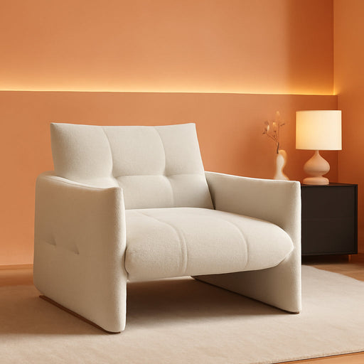 33.9" Accent Chairs, Modern Upgrade Sherpa Fabric Arm Chair Comfy Upholstered Armchair Leisure Single Sofa Chair with a Waist Pillow for Bedroom, Office and Living Room