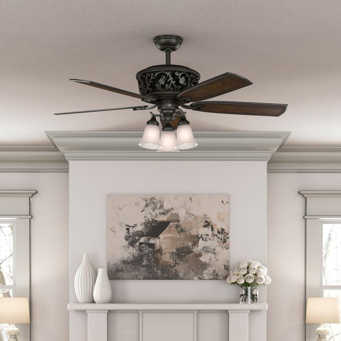 Promenade Indoor Ceiling Fan with LED Lights and Remote Control, 54", Brittany Bronze