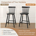 Upgraded Windsor Wooden Black Bar Stools Set of 4, 24 Inch Counter Height Barstools with Spindle Back/Bigger Seat for Kitchen Island