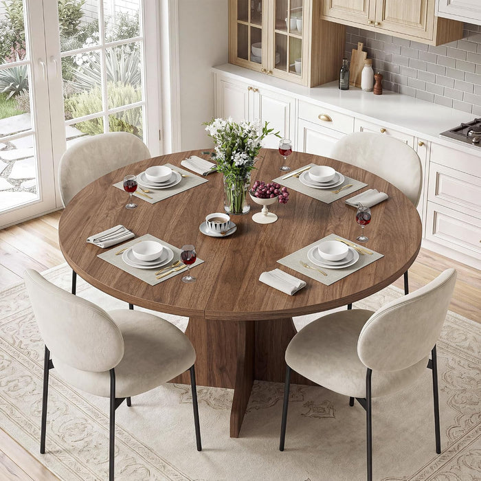 47" round Dining Table for 4-6 People, Walnut