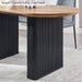 63 Inch Fluted Oval Dining Table for 4-6 People (Brown with Black)