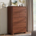 Walnut Dresser for Bedroom with 6 Drawers, 48" Tall Modern Chest of Drawers with Unique Thickened Foot, Rounded Corner Design, Wooden Dresser Organizer for Bedroom, Living Room, Hallway