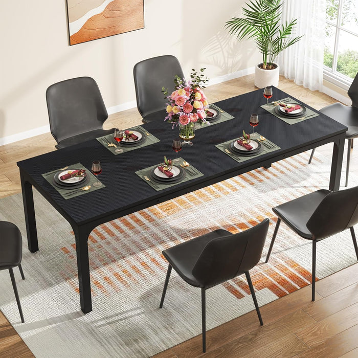 Black Dining Table for 6-8 Person, 78 Inch Large Long Rectangle Kitchen Dinner Table for Dining Room, 78.7 X 27.5 X 29.5 Inches(Only Table)