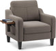 Linen Upholstered Accent Chair With Foldable Table