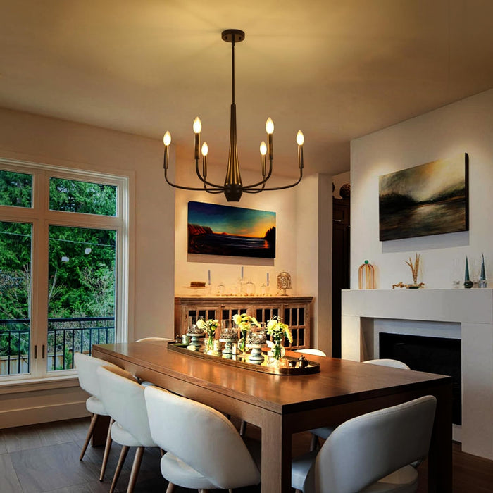 Black 6-Light Contemporary Farmhouse Chandelier Dining