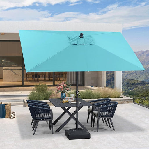 10' X 6.5' Rectangular Patio Umbrella Outdoor Table Umbrella Aluminum Frame Market Umbrella Sun Umbrella with 8 Sturdy Ribs Tilt for Garden Deck Lawn Pool Turquoise Blue