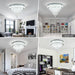 Modern Crystal Chandelier round LED Crystal Ceiling Light Fixtures Flush Mount Chandelier Ceiling Lamp for Living Room Bedrooms Dining Room (6500K Cool White)