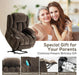 Brown Power Recliner with Massage & Heat