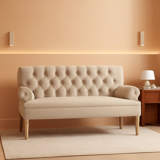 Warm Beige Love Seats Sofa Set