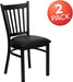 Hercules Series Vertical Back Metal Restaurant Chairs, Upholstered Armless Dining Chairs for Restaurants/Kitchens, Set of 2, Black