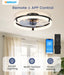 Low Profile Ceiling Fans with Lights and Remote, 20In Flush Mount Ceiling Fans with Light, 3000K-6500K Dimmable Fandelier Ceiling Fan, Black Bladeless Ceiling Fan for Bedroom