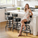 22-29 Inch Adjustable Height Swivel Bar Stools with Back Set of 2 | Vintage Bar Counter Height Stool with Thicken Premium Bonded Leather Seat & Sturdy Padded Backrest, Easy Assembly, Brown