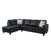 Flannel 4-Seat Couch Sofa Set, L Shaped Couch Living Room Sofa Set, Sectional Sofa for Home, Apartment, Dorm, 16'' Back Height, Black(No Ottoman)