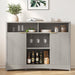 47.2" Bar Cabinets with Storage, Modern Buffet Cabinet, Large Sideboard with 2 Fluted Panel Doors, Coffee Bar Cabinet with Adjustable Shelf and Glass Rack for Kitchen, Living Room, Grey