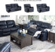 Leesworth Modern Power Reclining Sofa with USB Charging Ports, Blue