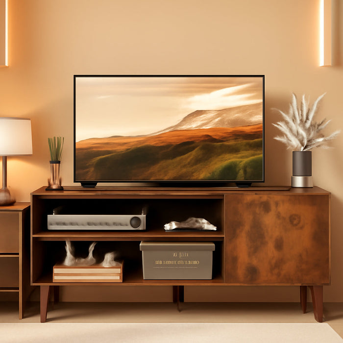 TV Stand for 55 Inch Tvs, Entertainment Center with Storage Cabinet, Mid-Century TV Stands for Living Room and Bedroom, 50" TV Console, Brown