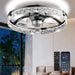 20" Low Profile Ceiling Fan with Light and Remote, Dimmable LED Flush Mount Ceiling Fan, 6 Speeds, White Modern Design for Bedroom/Living Room （Black-Crystal）