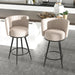 Bar Stools Set of 2, Counter Height Barstools with Back & Footrest Metal Legs, Counter Stools for Kitchen Island, Counter, Cafes, Dining Room (Swivel, Beige)