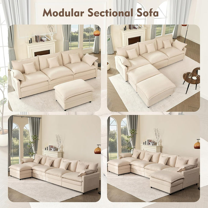 108-Inch U-Shaped Premium-Quality Sectional Sofa Beige