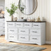 10 Drawer Dresser for Bedroom, 59" Wide Farmhouse Chest of Drawers with Brushed Metal Handle, Wood Dresser TV Stand, Closet Organizers and Storage Cabinet for Bedroom, Living Room, White