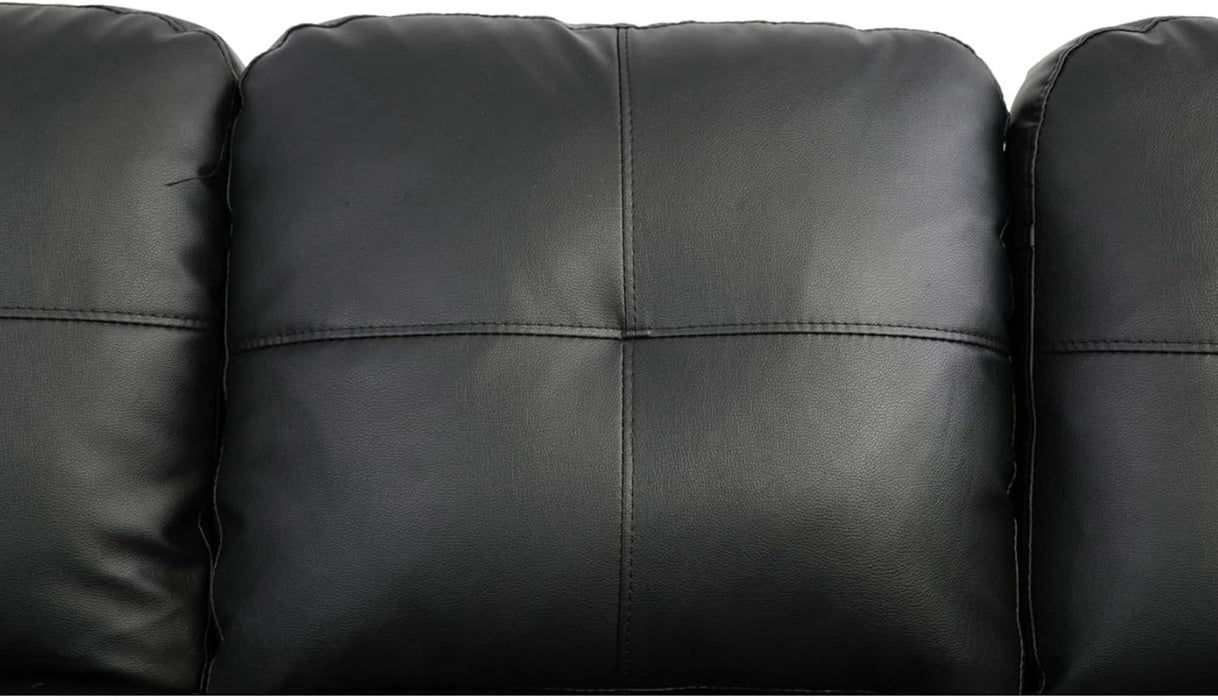 Sectional Sofa Faux Leather Modern L Shaped Couch Set 103.5”Wide Including Chaise and 3 Seating Sofa with Storage Ottoman for Living Room Furniture (Right Hand Facing, B-Black)