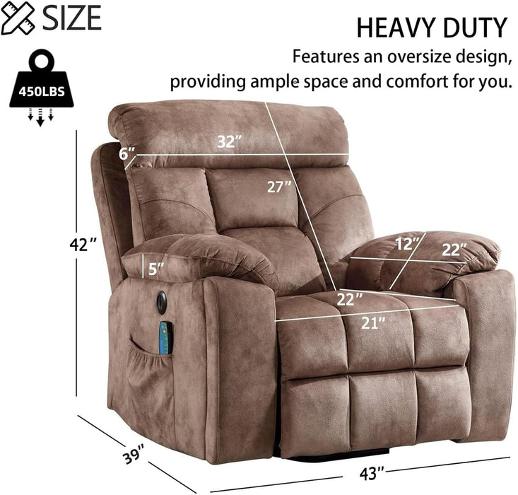 Large Power Recliner with Massage, Heat, and USB