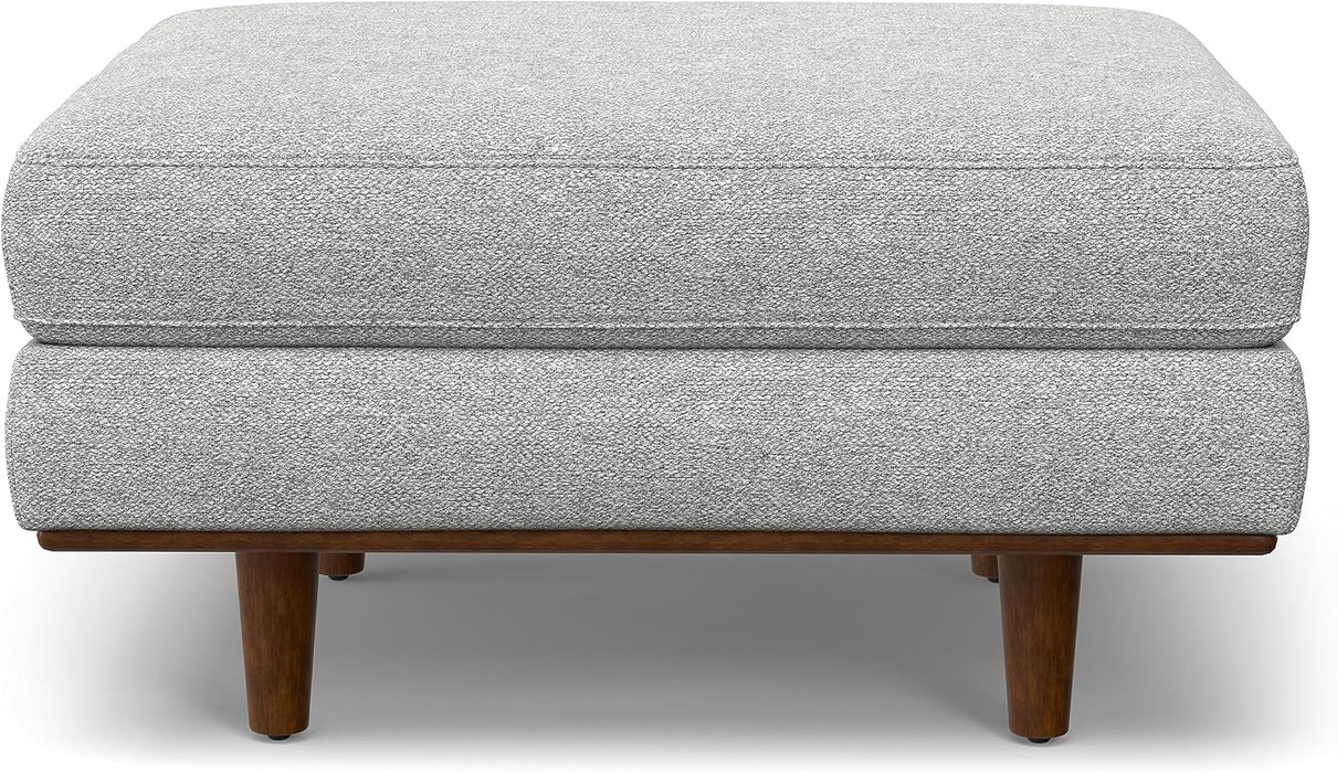 Morrison Mid-Century Modern 72 Inch Wide Sofa with Ottoman Set in Mist Grey Woven-Blend Fabric for the Living Room and Family Room