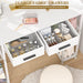 White Vanity Desk No Mirror, Small Makeup Table with Drawers, Girls Vanity Dressing Table with Storage Shlef for Bedroom, 37.3 Inches Compact Vanity for Small Spaces