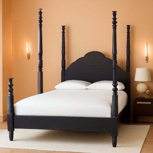 Martino Four-Poster Platform Bed Black King