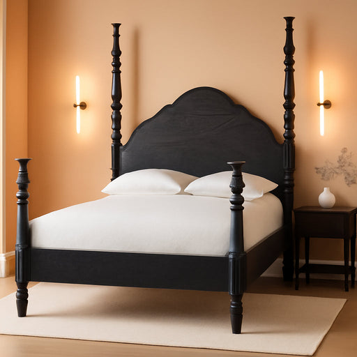 Martino Four-Poster Platform Bed Black Queen