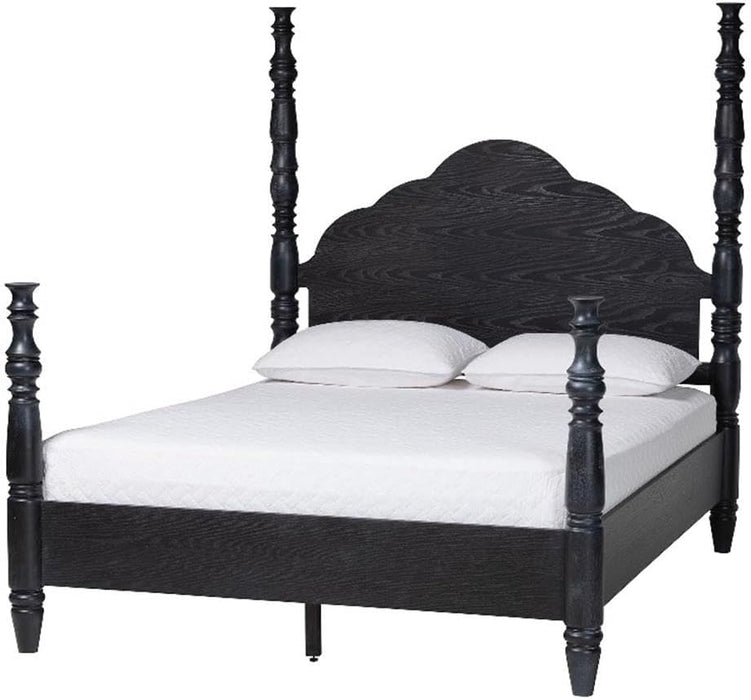 Martino Four-Poster Platform Bed Black Queen