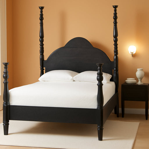 Martino Four-Poster Platform Bed Black Queen