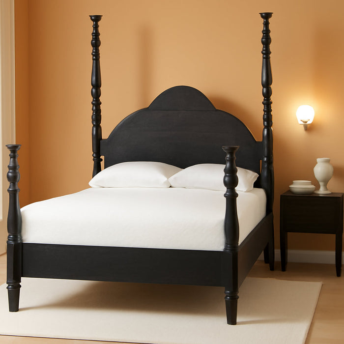 Martino Four-Poster Platform Bed Black Queen