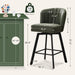 Swivel Counter Height Bar Stools Set of 2, 26'' Modern Barstools with Backs and Metal Legs, Upholstered Bar Chairs, Faux Leather Green Stools for Kitchen Island Chairs
