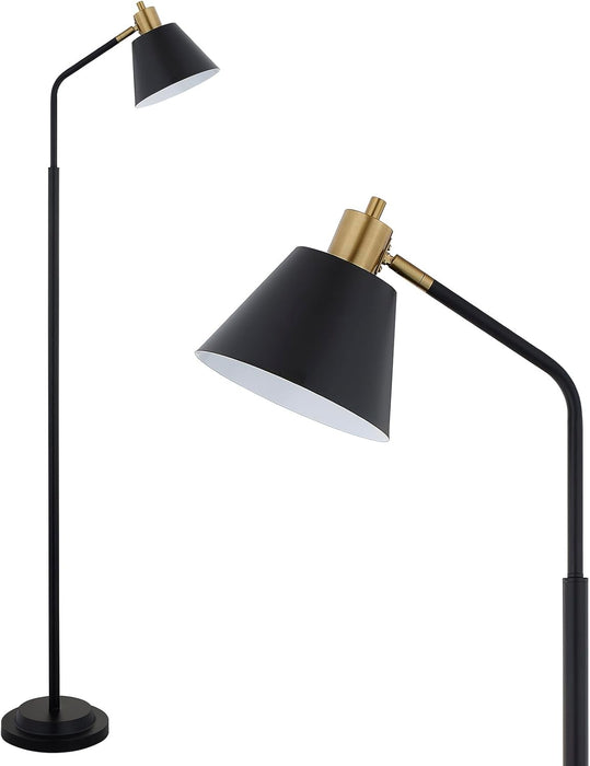 65.3" Floor Lamps for Living Room, Black Floor Lamp for Bedroom, Dual-Base Industrial Standing Lamp, Adjustable-Head Corner Lamp, Modern Tall Lamp, Living Room Light, Bulb Included, Black