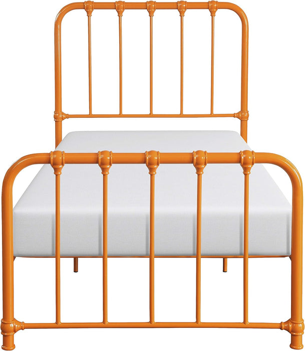 Twin Metal Bed Frame, Platform Bed with Strong Metal Slat Support under Bed Storage, Twin Bed Frame with Headboard, No Box Spring Needed, Easy Assembly, Twin, Orange