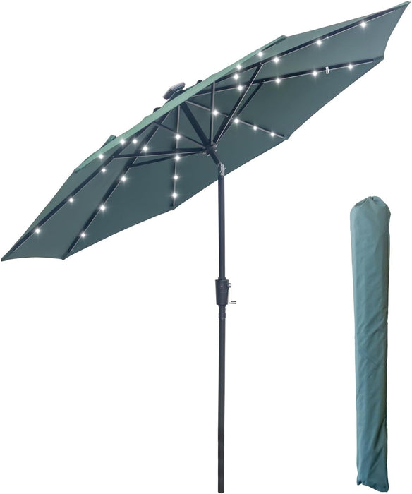 9FT Solar Patio Umbrella with 32 LED Lights with Bag