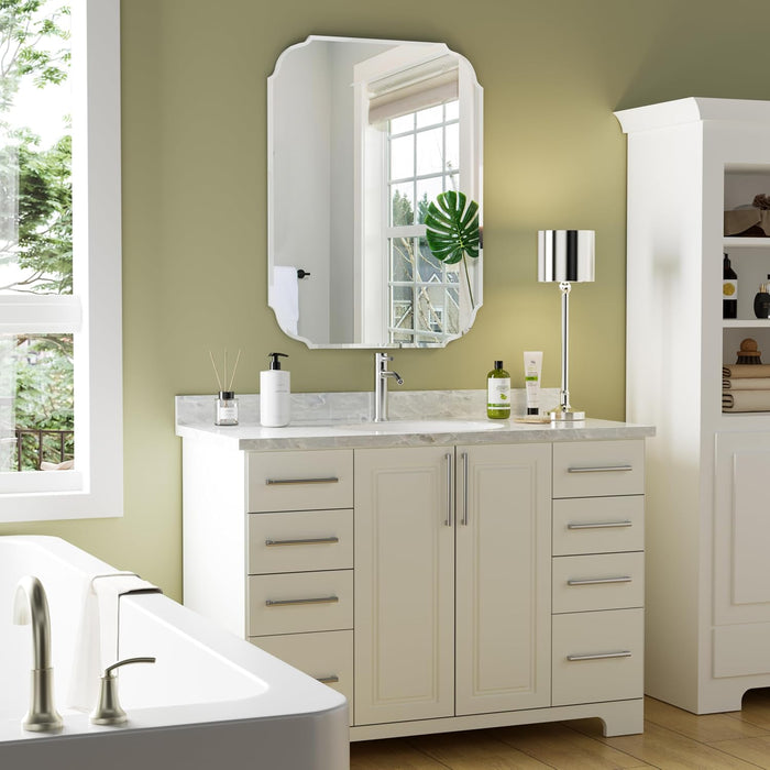 Silver Wall Mirror-Beveled Edge Frameless Mirror for Bathroom, Vanity, Bedroom, Rectangle Mirrors （32X24Inch）